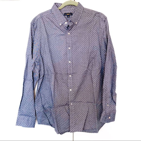 👔 CLUB ROOM BLUE WHITE POLKA DOT SHIRT! - Picture 1 of 5